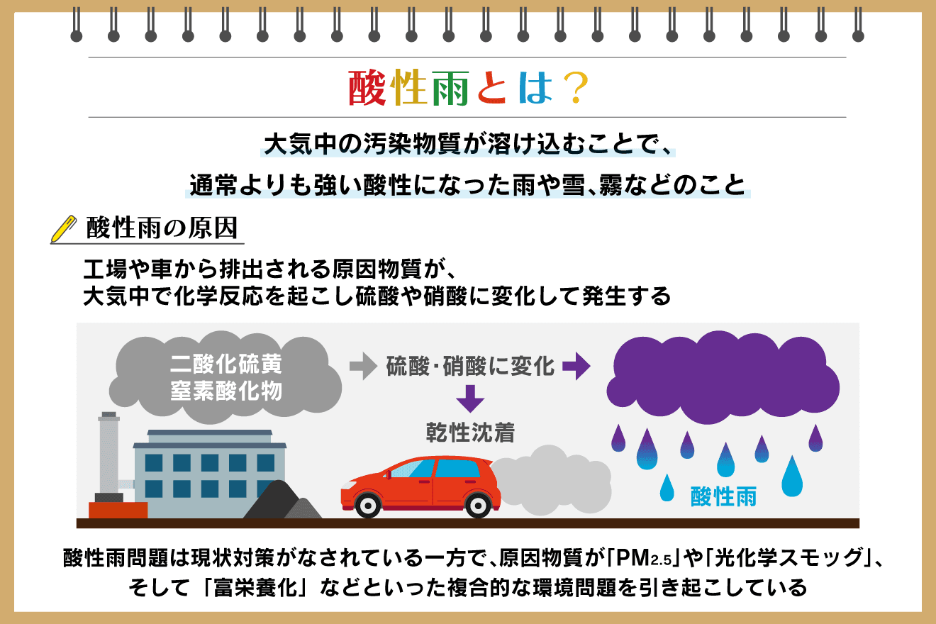 酸性雨とは？ 原因や影響、日本の現状や私たちにできる対策を解説 